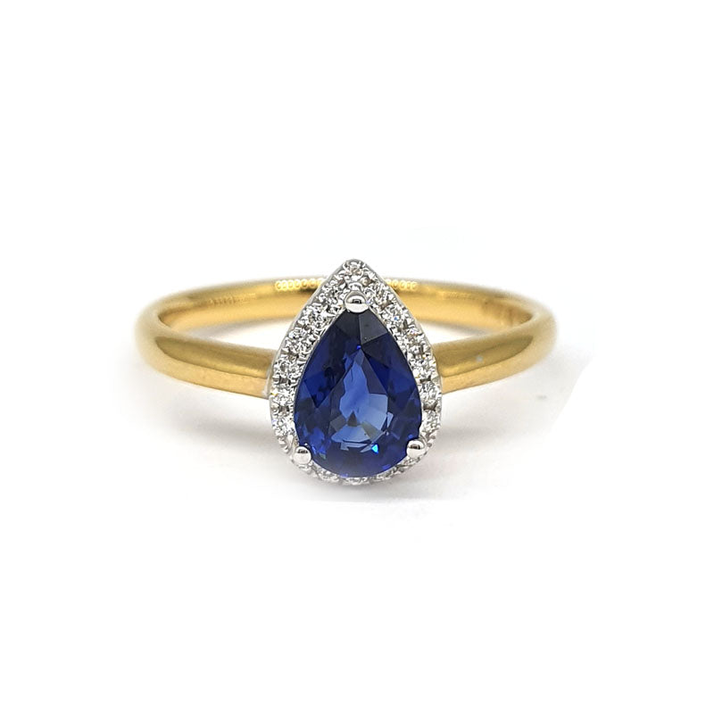 0.95ct Pear Sapphire and Diamond Engagement Ring £1410.00