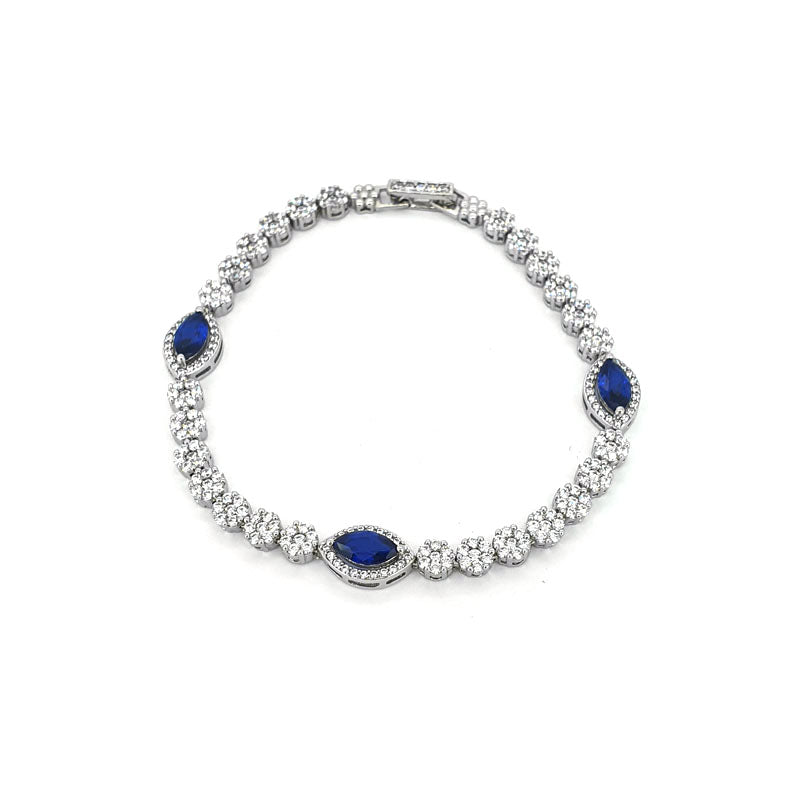 Silver Sapphire & Cubic Zirconia Halo Bracelet £165.00