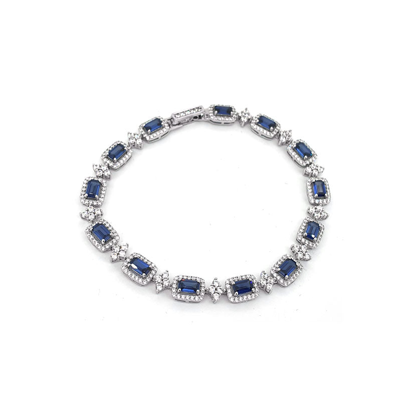Silver Sapphire & Cubic Zirconia Halo Bracelet £173.00
