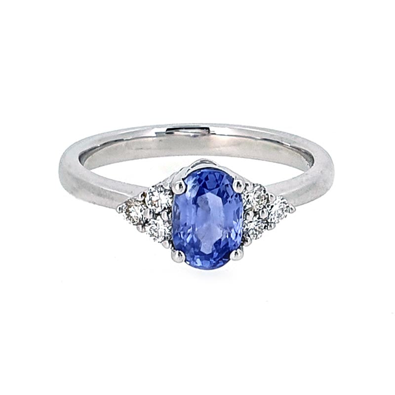 18ct White Gold Oval Sapphire & Diamond Ring £2170.00