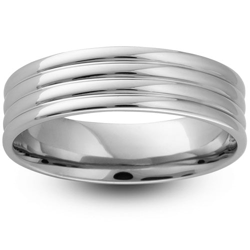 Hawk - 6mm Ribbed Cut Wedding Ring