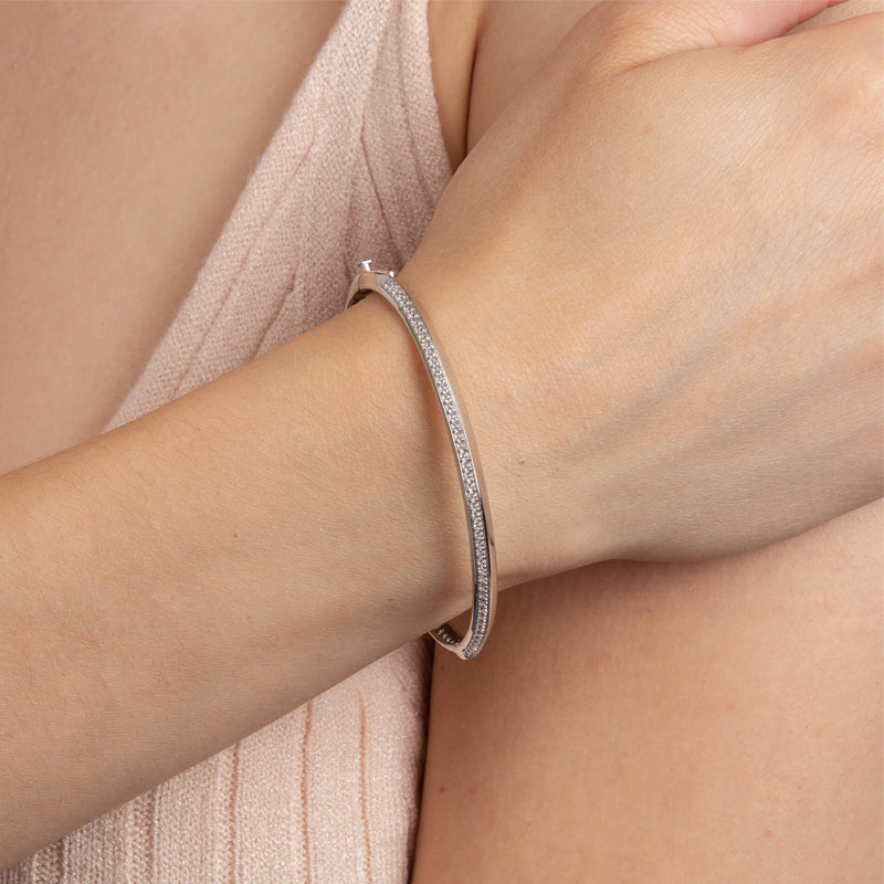 Silver Cubic Zirconia Knife Edge Hinged Bangle £200.00