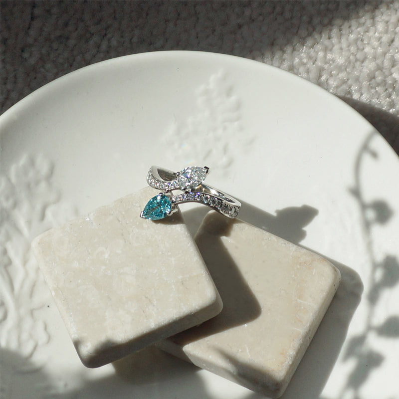 TGO BESPOKE | 0.58ct Sky Blue Diamond 0.79ct Diamond Ring £6050.00