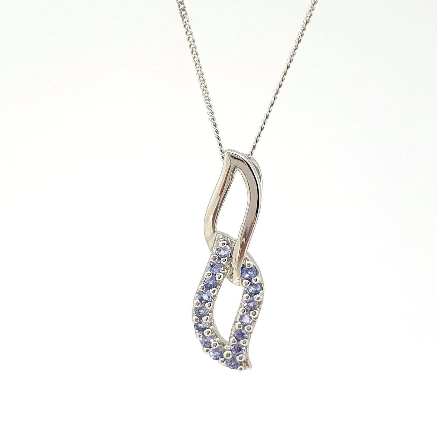 9CT White Gold Double Leaf Tanzanite Necklace £195.00