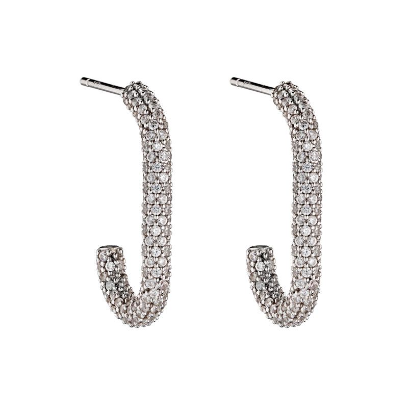 Silver Pavé Oval Hoop Earrings £98.00