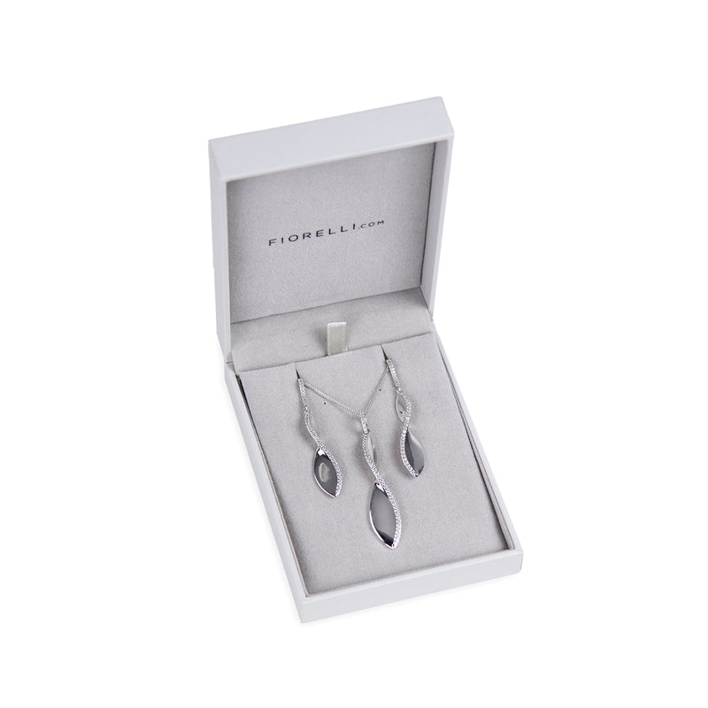 Silver Twist Drop Cubic Zirconia Necklace £95.00