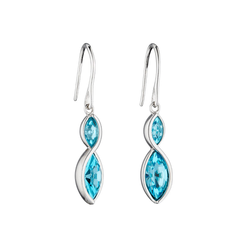 Silver & Aqua Crystal Marquise Hook Earrings £85.00
