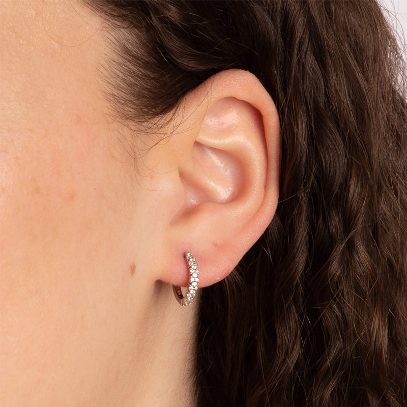 Silver Cubic Zirconia Pave Hoop Earrings £89.00