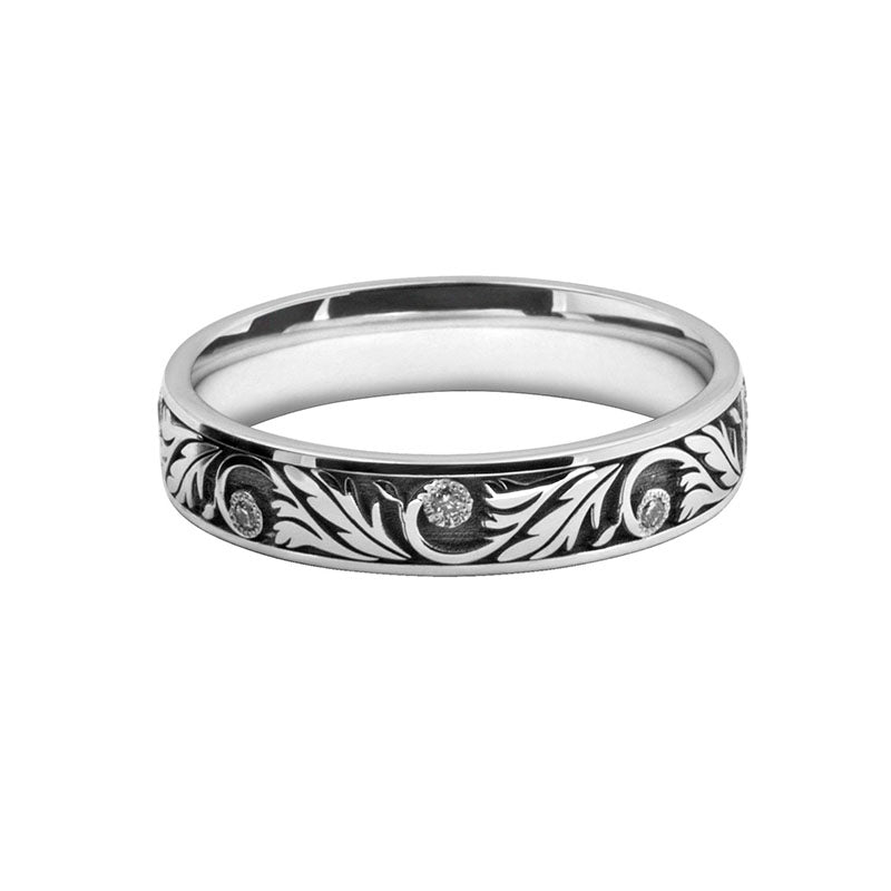 Ladies Patterned Laser Cut & Diamond Set Band 9