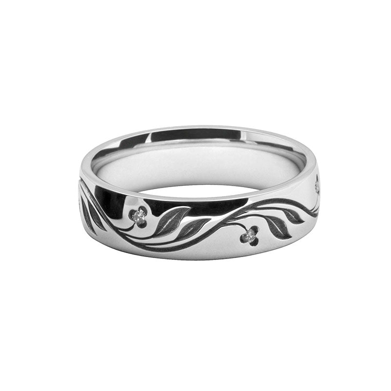 Ladies Patterned Laser Cut Diamond Set Band 2