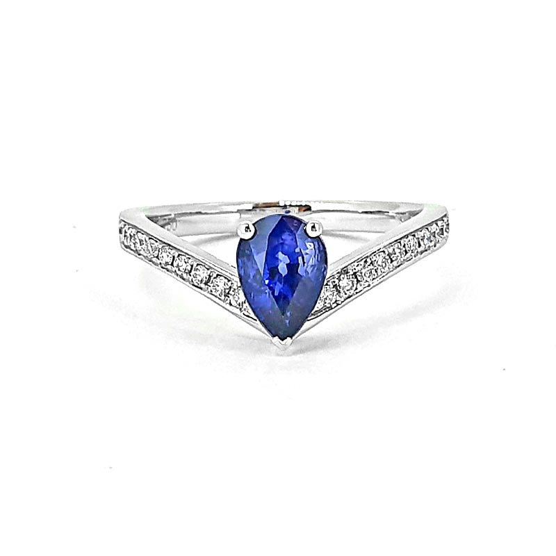 18ct White Gold Pear Sapphire & Diamond Ring £2245.00