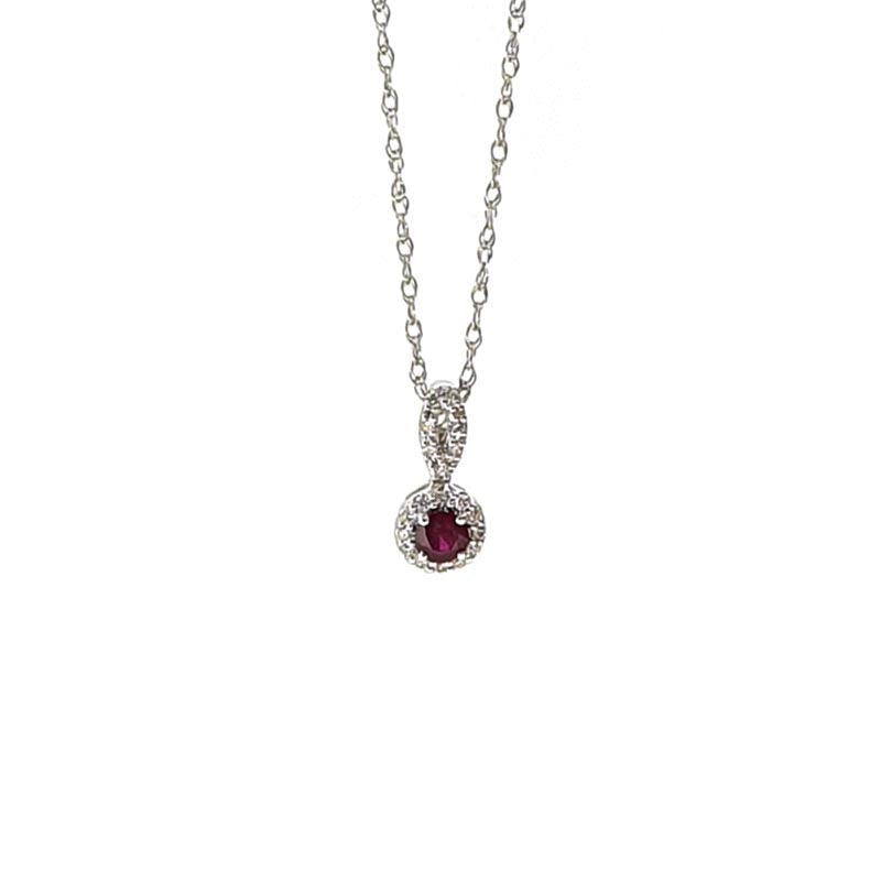 18ct White Gold Diamond & Ruby Necklace £385.00