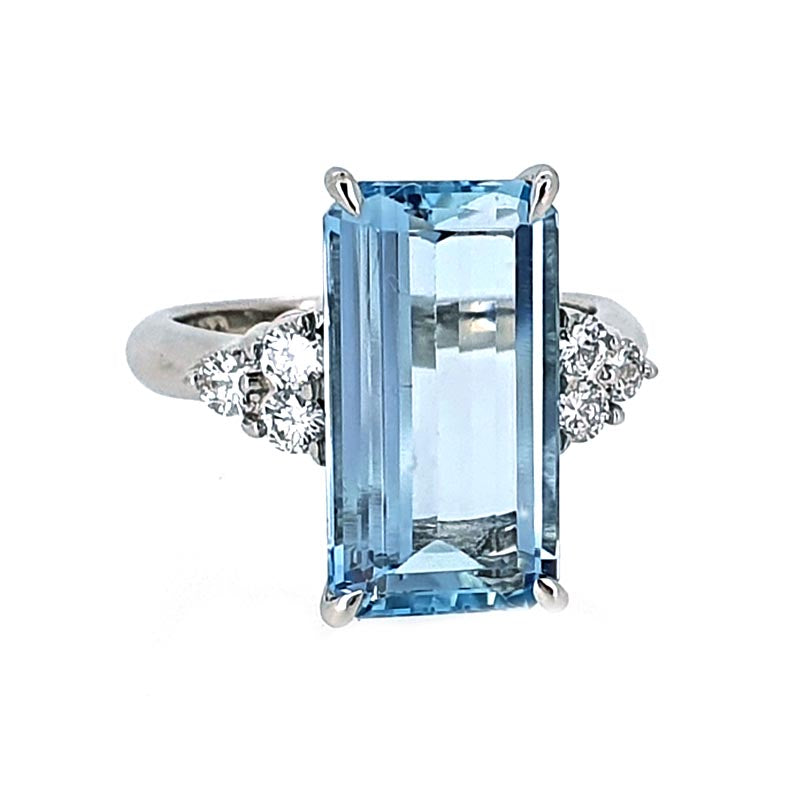 Platinum Aquamarine & Diamond Cocktail Ring £3960.00