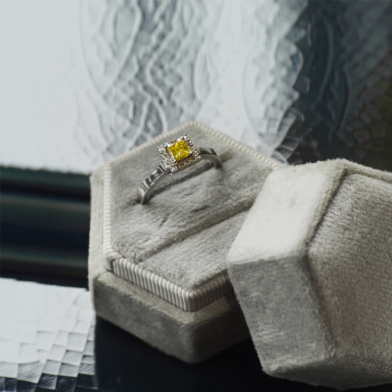 0.40ct Princess Cut Yellow Diamond | 0.16ct Diamond Ring £3480.00