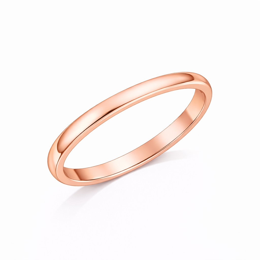 D-Shape - 2mm Plain Polished D-Shape Court Wedding Ring
