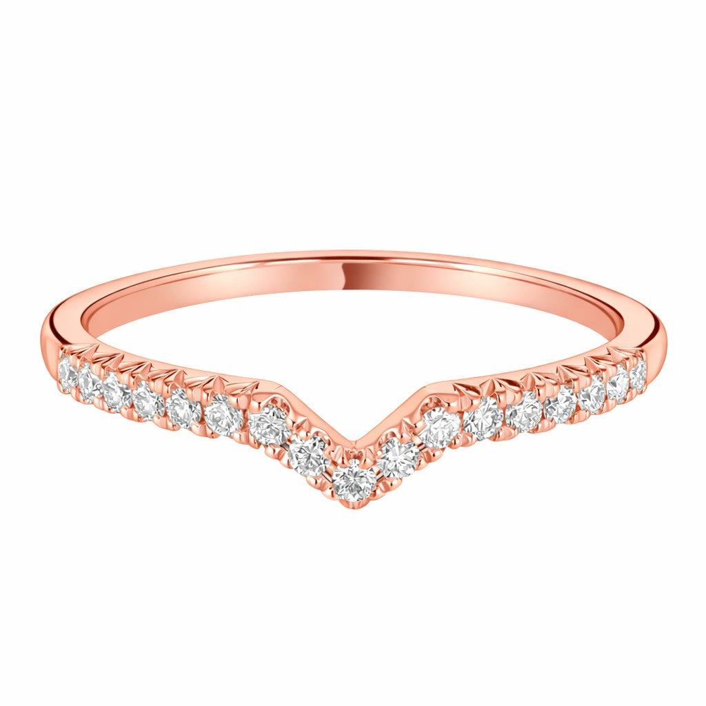 Rose - 0.20ct Diamond Wedding Ring - Claw Set Shaped to Fit