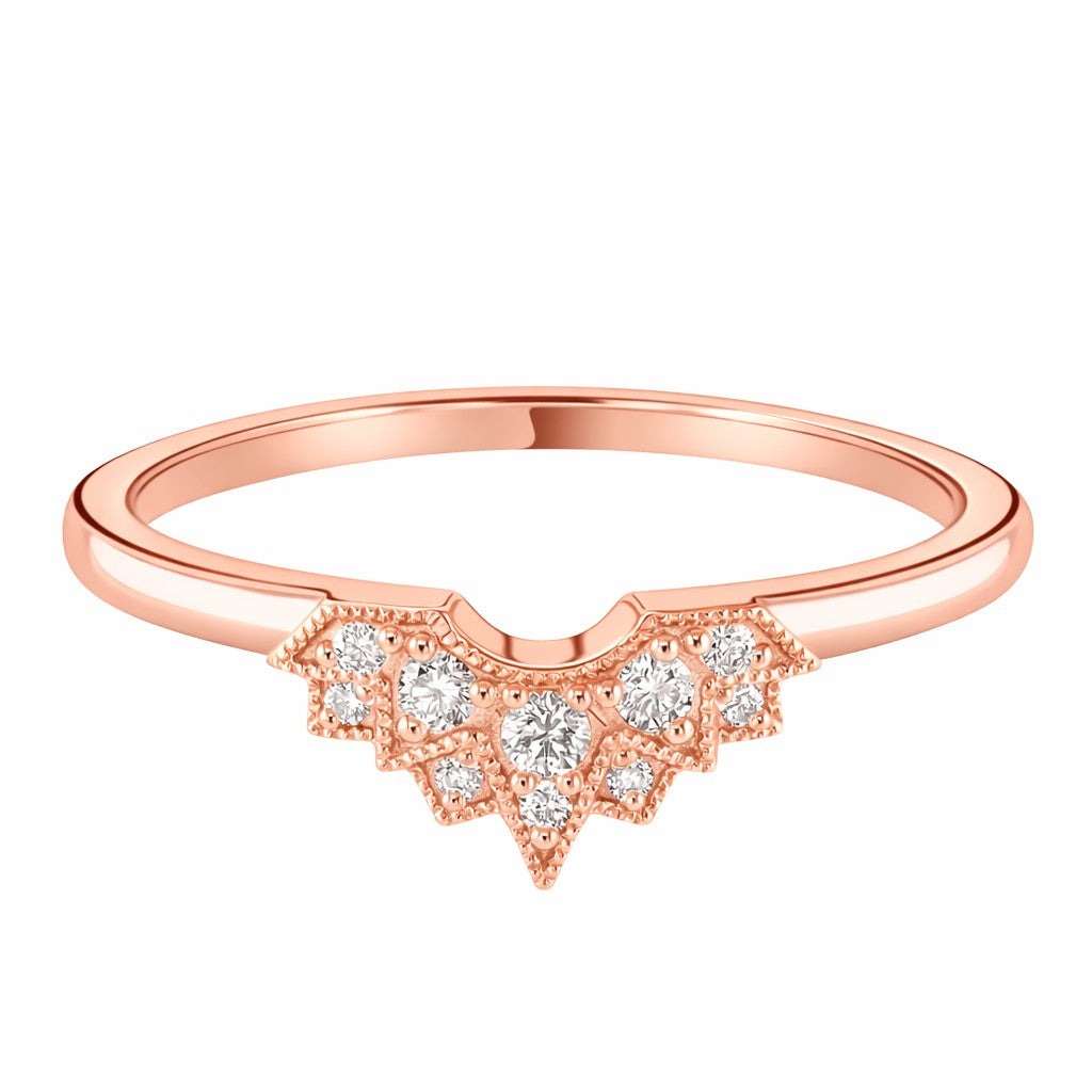 Emilia - 0.10ct Diamond Wedding Ring - Decorative Shaped to Fit