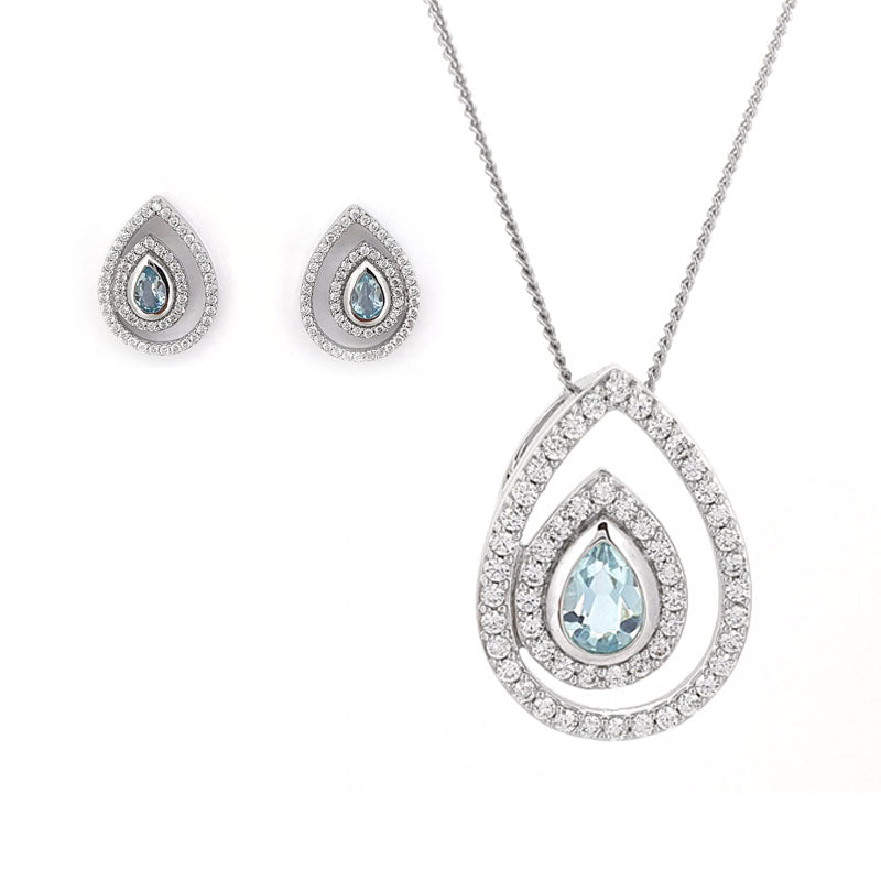 925 Silver Blue & White Cubic Zirconia Necklace £58.00