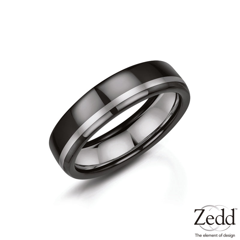 Mens Zirconium and Silver Wedding Ring