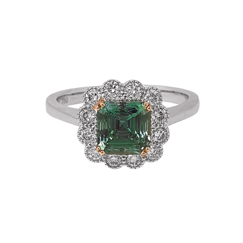 18ct White Gold Green Tourmaline & Diamond Ring £1955.00