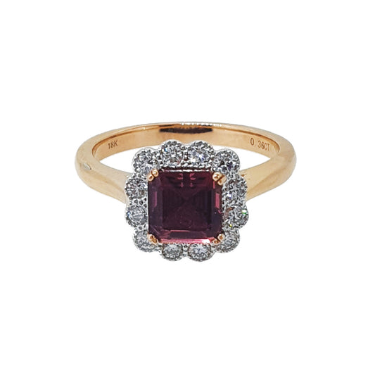 18ct Red Gold Pink Tourmaline & Diamond Ring £2390.00