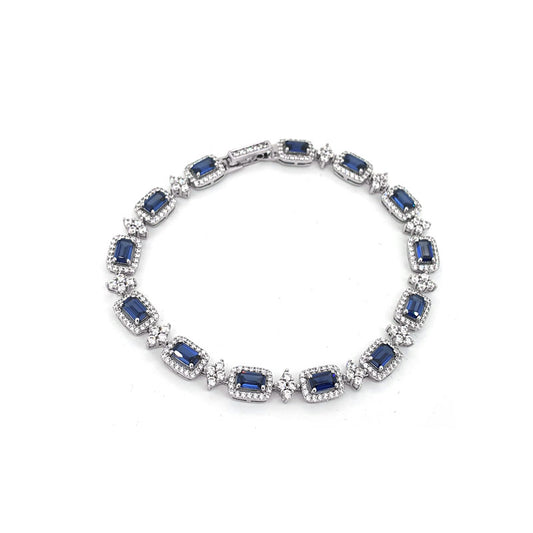 Silver Sapphire & Cubic Zirconia Halo Bracelet £173.00