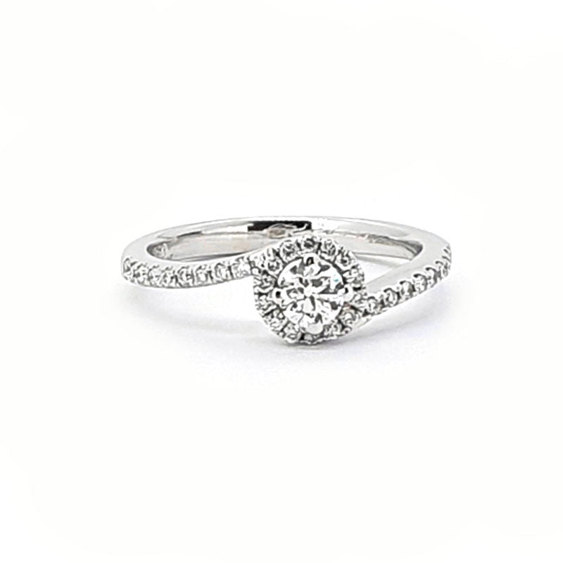 18ct White Gold 0.21ct Diamond Twist Halo Ring £2055.00