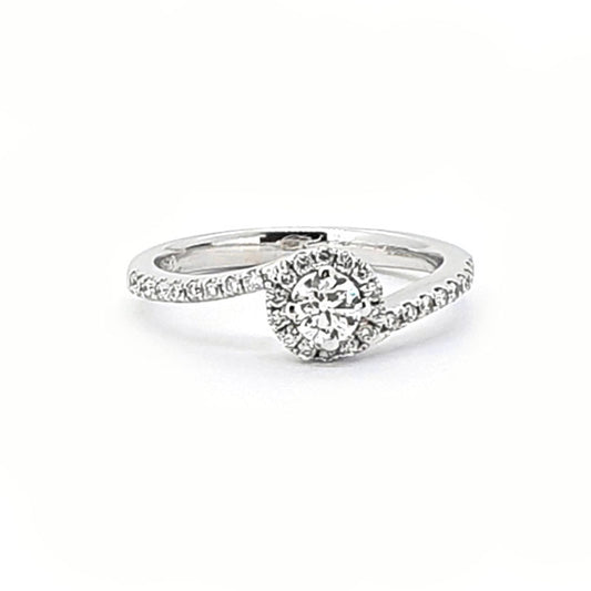 18ct White Gold 0.21ct Diamond Twist Halo Ring £2055.00