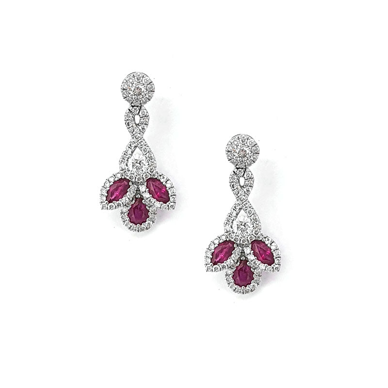 18ct White Gold Ruby & Diamond Earrings £2610.00