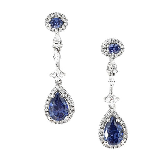 Silver Tanzanite & Cubic Zirconia Drop Earrings £105.00