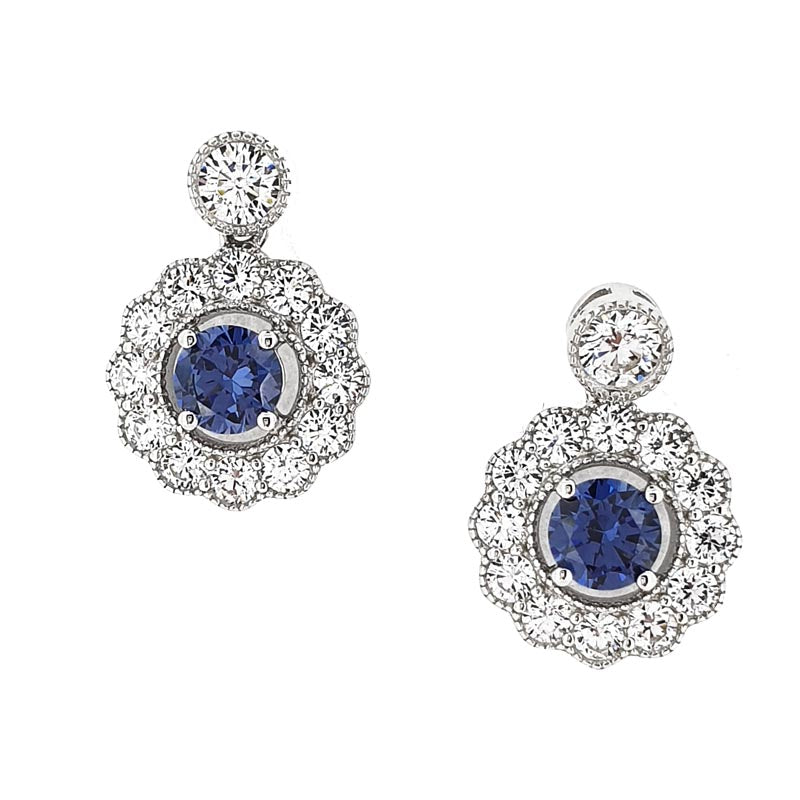 Silver Tanzanite & Cubic Zirconia Halo Earrings £86.00