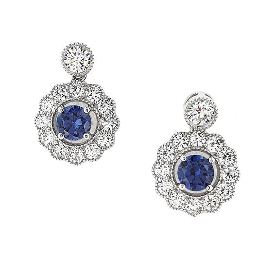 Silver Tanzanite & Cubic Zirconia Halo Earrings £86.00