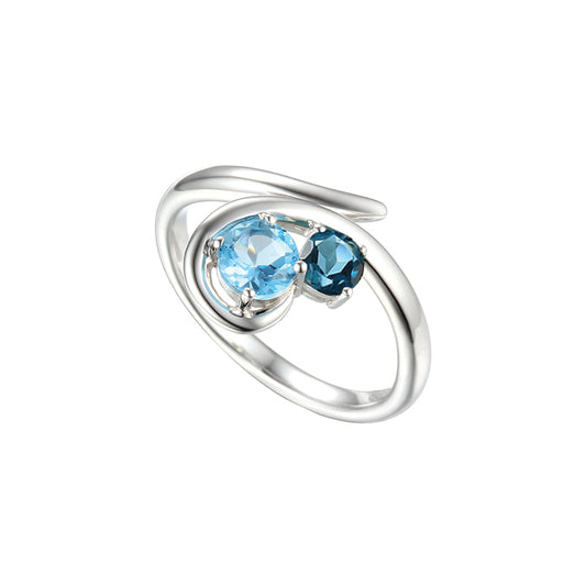 Swoosh Sterling Silver Blue Topaz Ring £55.00