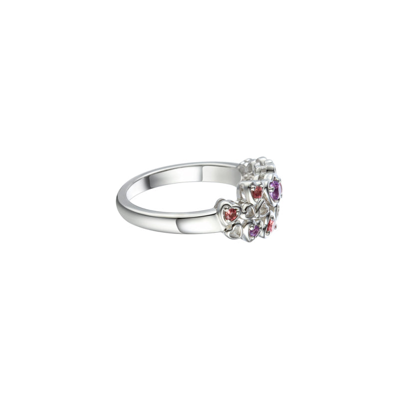 Pink Tourmaline & Amethyst Love Hearts Ring £79.50