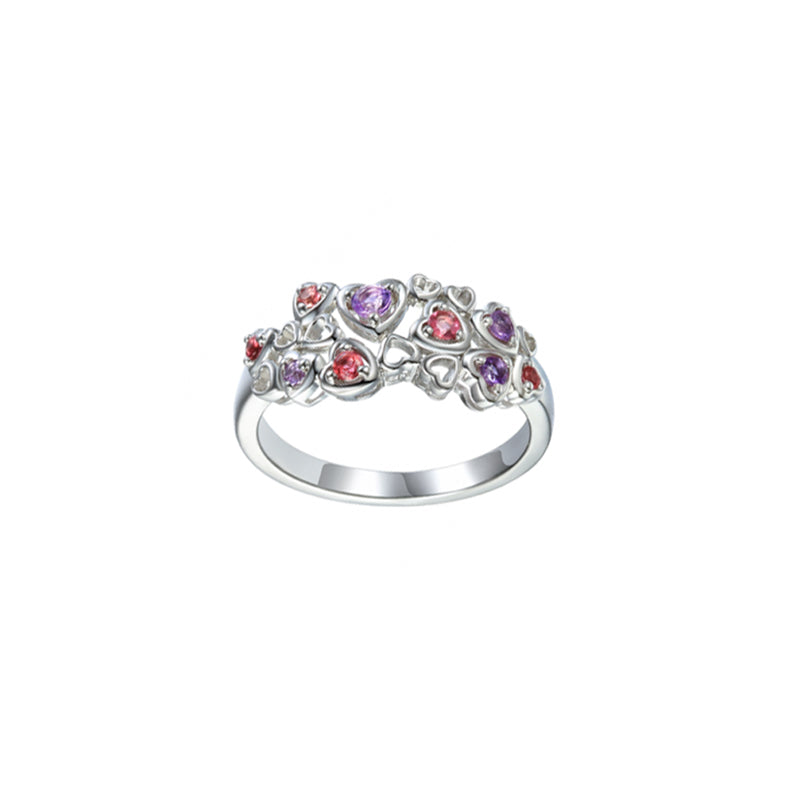 Pink Tourmaline & Amethyst Love Hearts Ring £79.50
