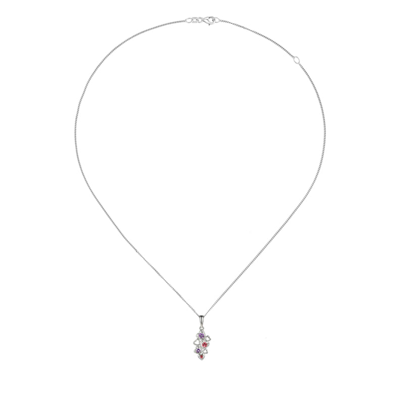 Pink Tourmaline & Amethyst Love Hearts Necklace £79.50