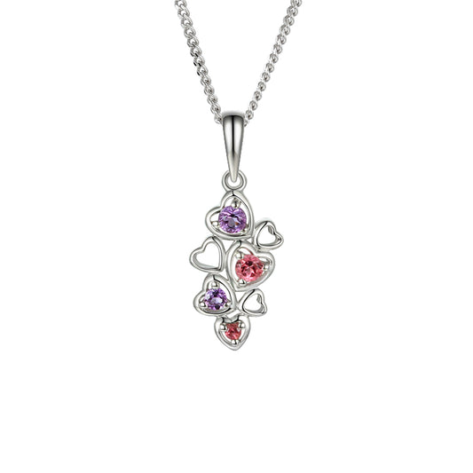 Pink Tourmaline & Amethyst Love Hearts Necklace £79.50