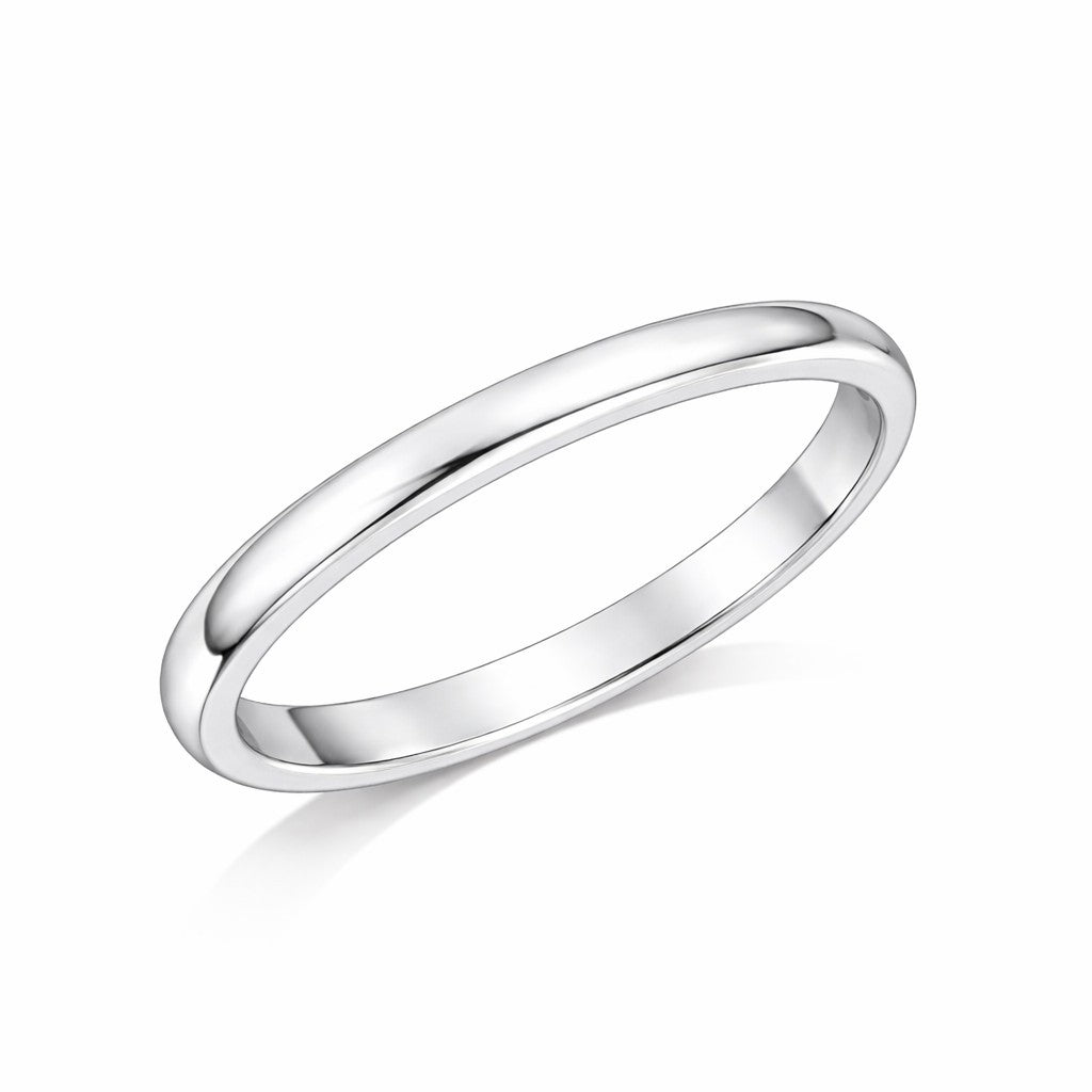 D-Shape - 2mm Plain Polished D-Shape Court Wedding Ring