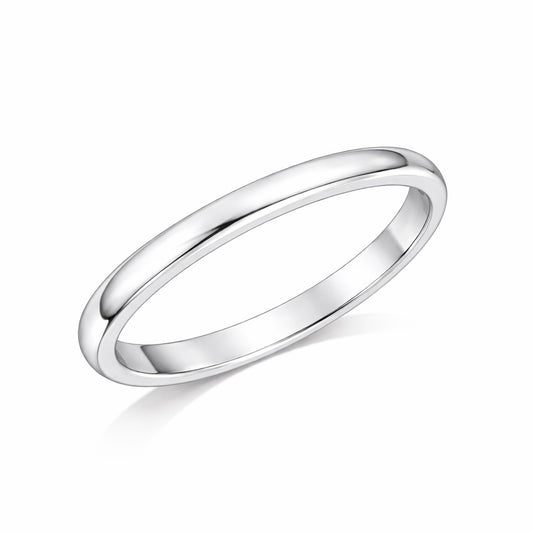 D-Shape - 2mm Plain Polished D-Shape Court Wedding Ring