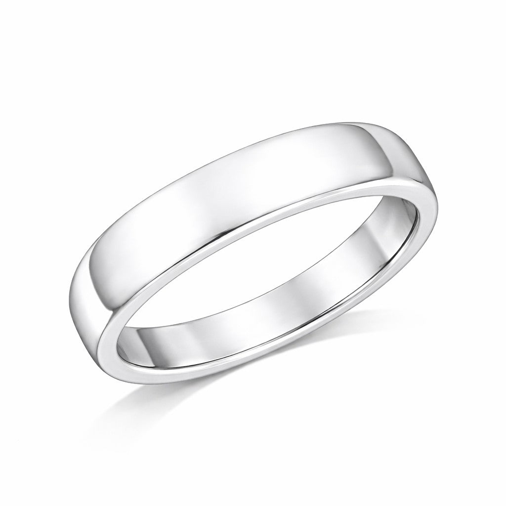 D-Shape - 8mm Plain Polished D-Shape Court Wedding Ring