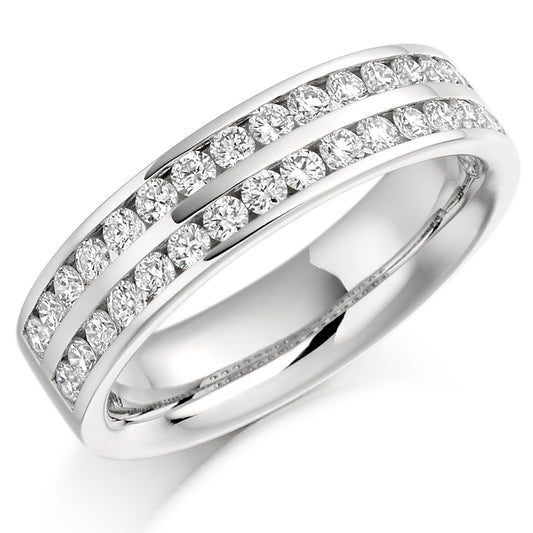 Venus - 0.75ct Diamond Wedding Ring - Channel Set Double Row