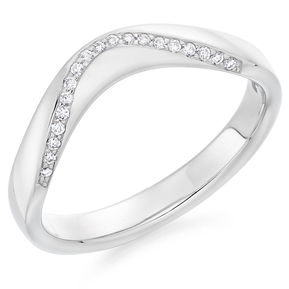 Beatrice - 0.20ct Diamond Wedding Ring - Grain Set Shaped to Fit