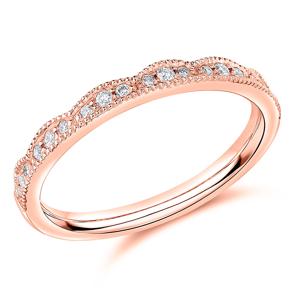 Vienne - 0.15ct Diamond Wedding Ring - Decorative Shaped to Fit