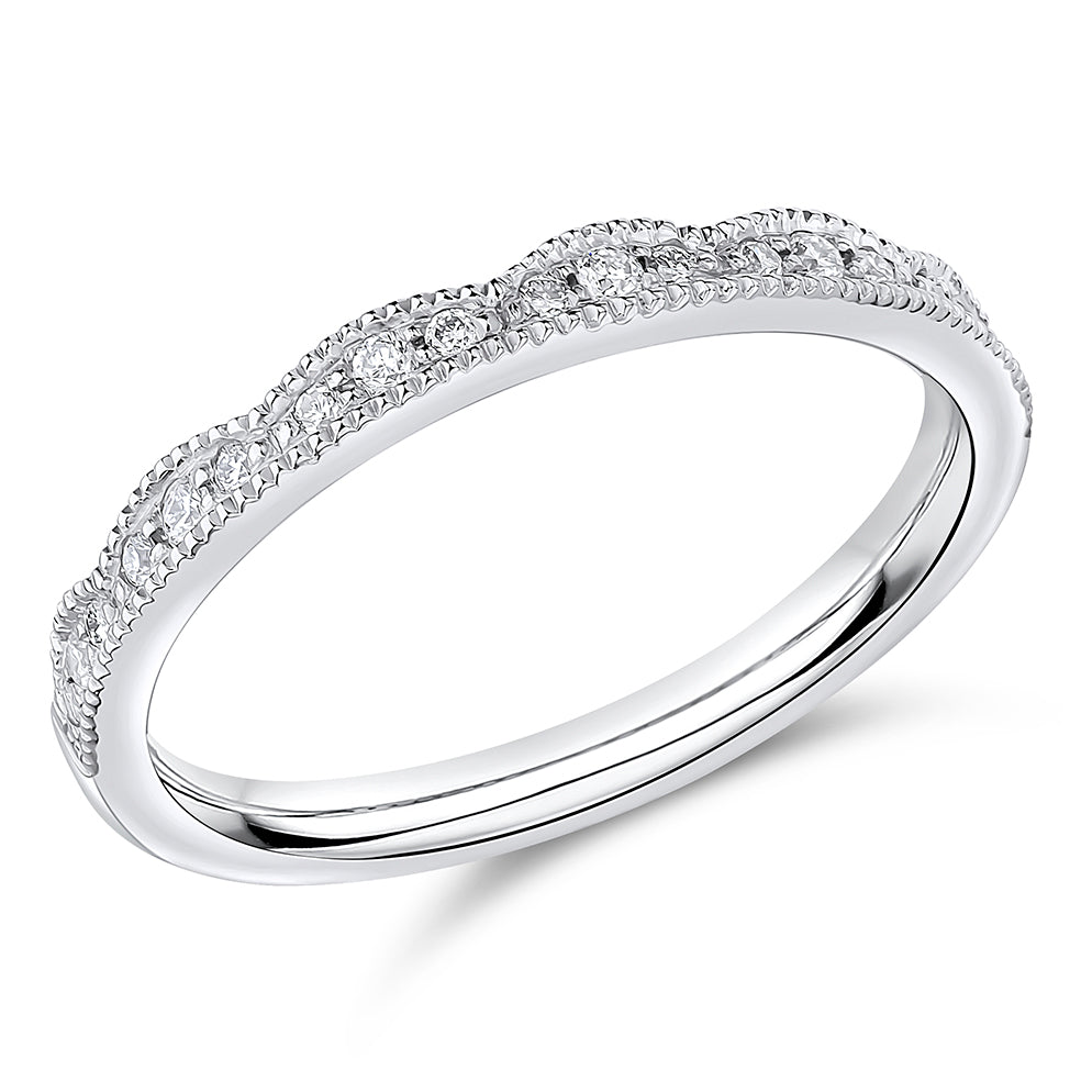 Vienne - 0.15ct Diamond Wedding Ring - Decorative Shaped to Fit