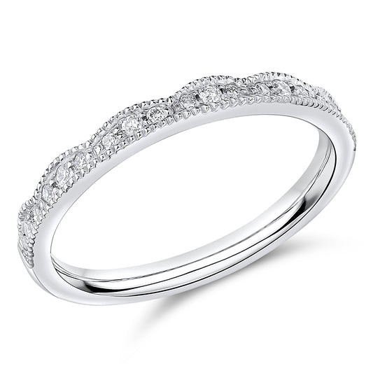 Vienne - 0.15ct Diamond Wedding Ring - Decorative Shaped to Fit