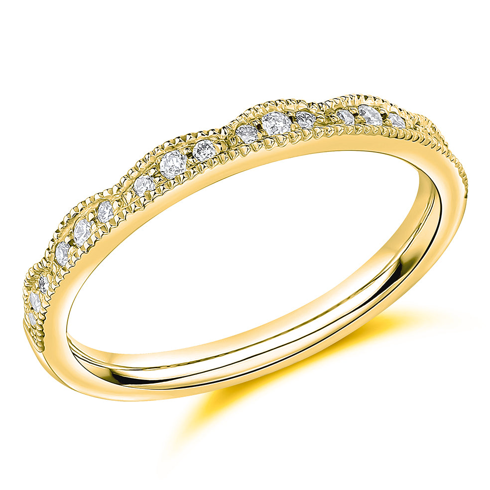 Vienne - 0.15ct Diamond Wedding Ring - Decorative Shaped to Fit