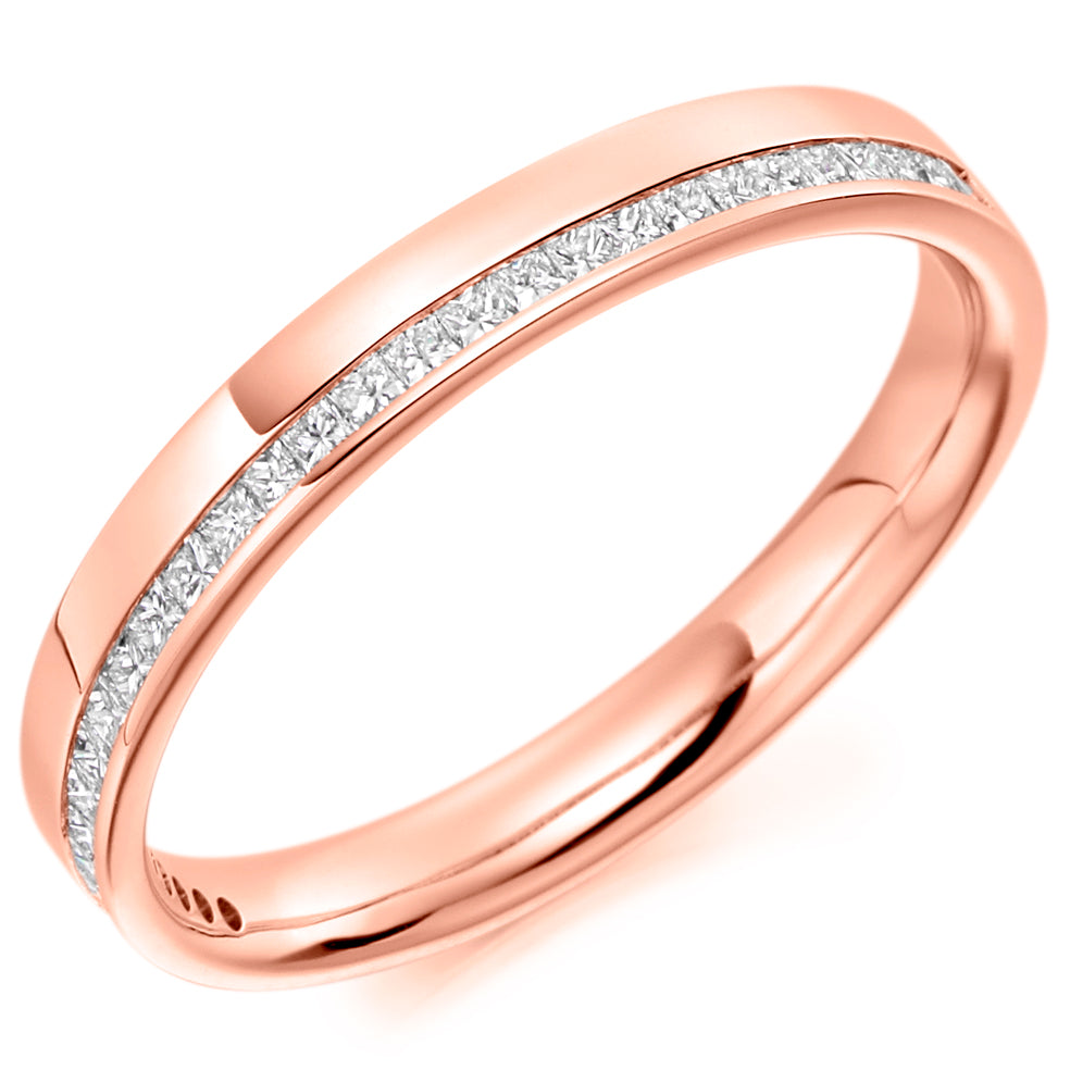 Estella - 0.25ct Diamond Wedding Ring - Channel Set Princess Cut