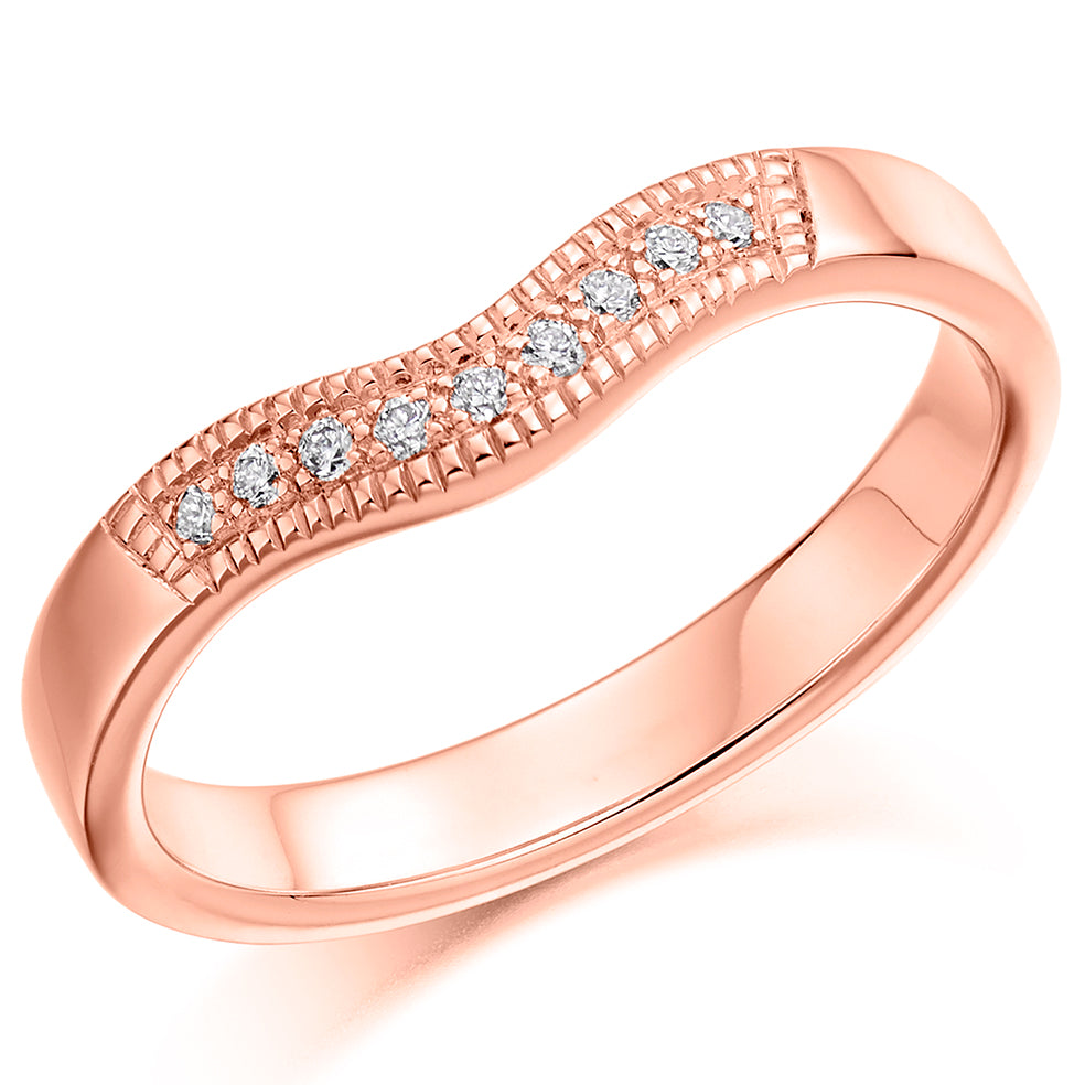 Sevilla - 0.10ct Diamond Wedding Ring - Grain Set Shaped to Fit