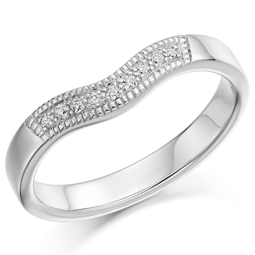 Sevilla - 0.10ct Diamond Wedding Ring - Grain Set Shaped to Fit
