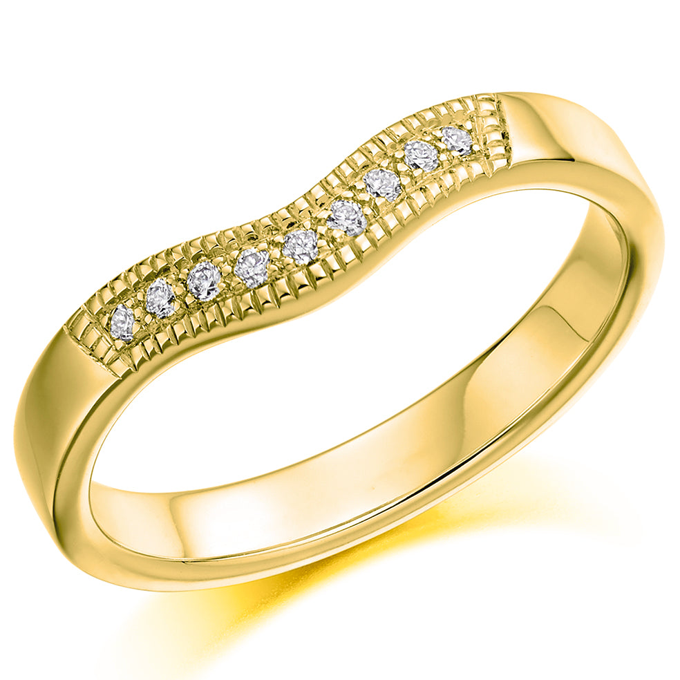 Sevilla - 0.10ct Diamond Wedding Ring - Grain Set Shaped to Fit